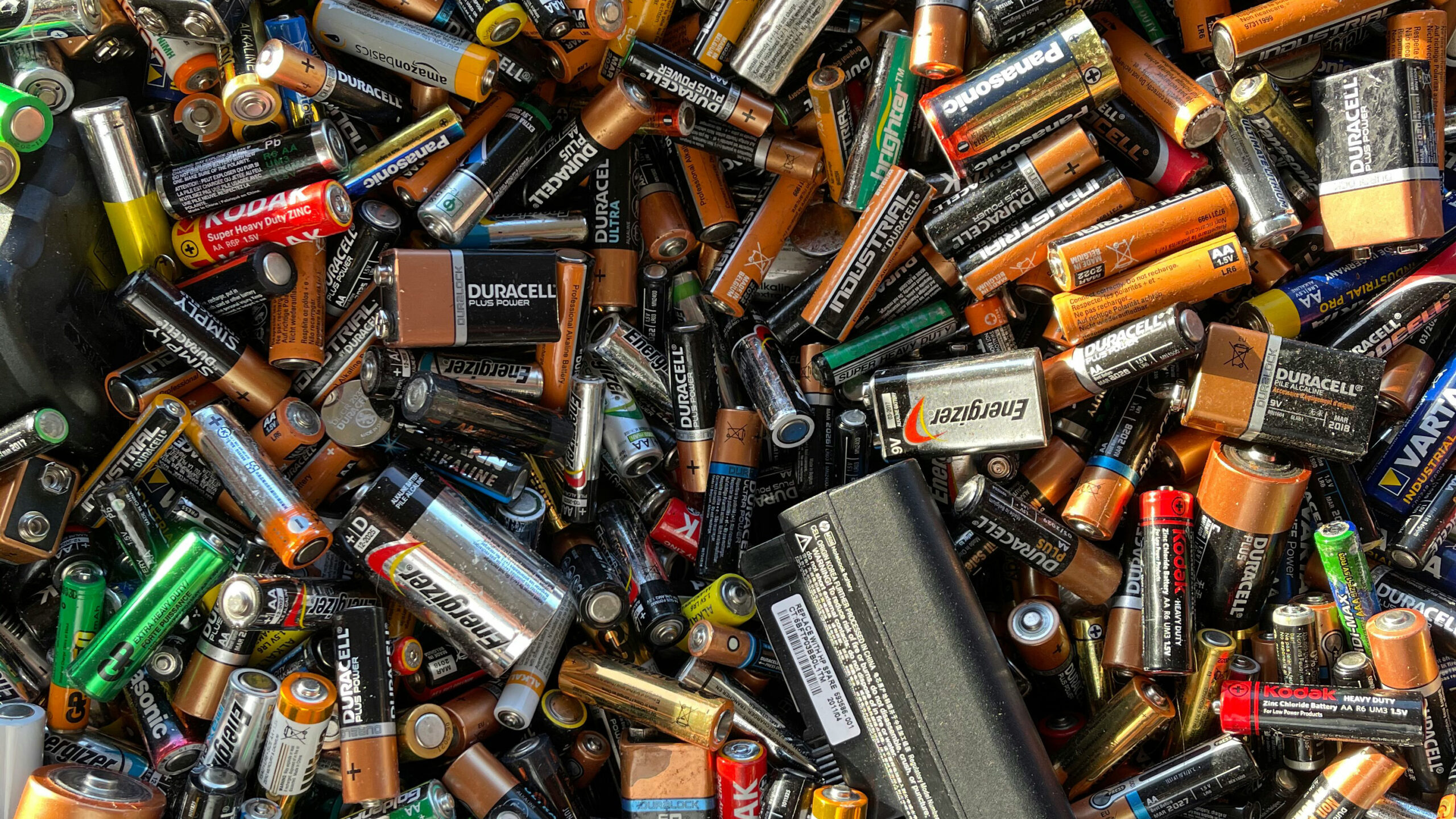Used batteries ready for recycling